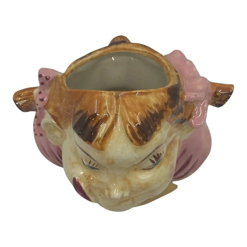 Yum-EE-Yum Girl Head Vase Occupied Japan Ceramic  Planter Vintage‎ Whimsical